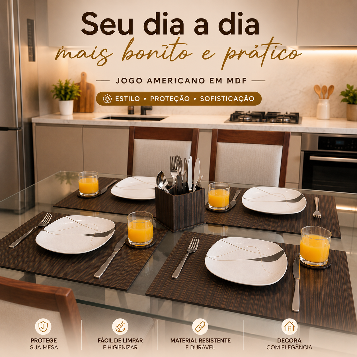Jogo Americano 4 Peças e Porta Talheres - Imagem 2