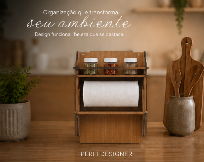 Porta Papel Toalha com Porta Temperos - Imagem 2