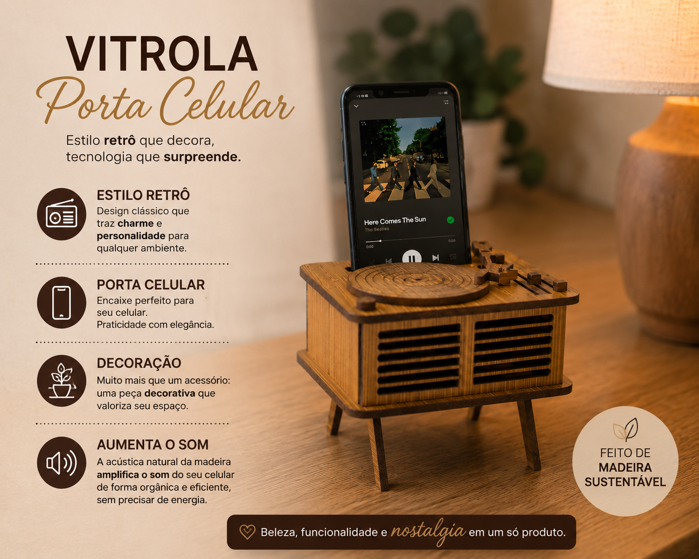 Vitrola Retrô Acústica - Imagem 2